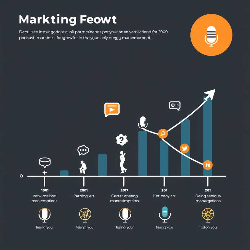 Grafikk som viser vekst og markedsføring, symboliserer et kurs i markedsføring av podkaster.