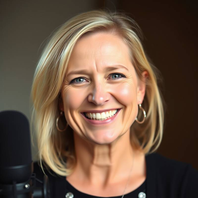 Portrettbilde av Ingrid Lund, en kvinne som smiler varmt, instruktør ved PodkastSkolen.
